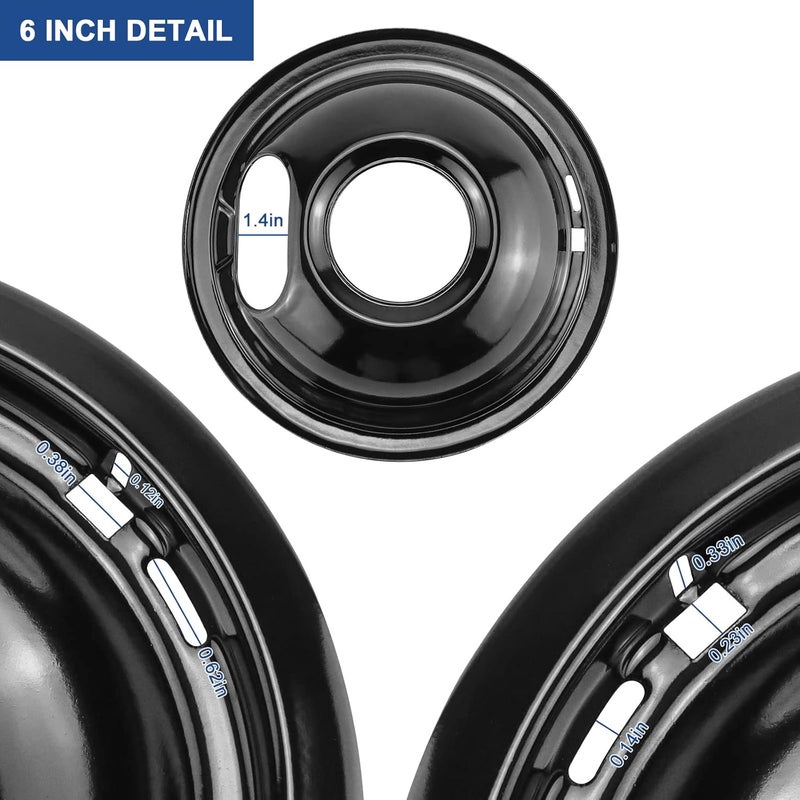 Fetechmate W10290350 W10290353 Porcelain Burner Drip Pans and MP22YA Electric Range Stove Element Set Replacement for Ama-na Whirl-pool Electric Range Stove Top Replace W10288051 Black Burner Kit by - Image 5